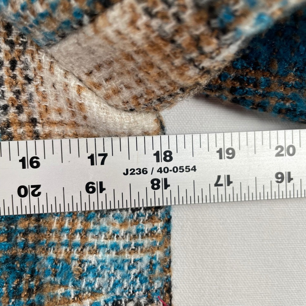 FOCUS 2000 Women's Plaid Blazer Jacket Teal Blue Brown Tweed Wool Blend Size‎ 6 - Picture 5 of 7